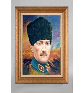 Çerçeveli Paspartulu Atatürk Tablo a760 (Gold)
