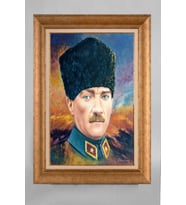 Çerçeveli Paspartulu Atatürk Tablo a760 (Gold)