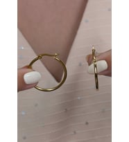 26mm Kadın Halka Çelik Küpe Çifti İtalyan Kilitli mse26 (Sarı)