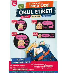 Okul Etiketi Barbie Kalem Defter Etiketi Özel İsim Yazılabilen Etiket Seti - İsim Etiketi-T579-OE76