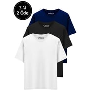 Erkek 3 Lü Paket %100 Pamuk Oversize Tişört Basic Bisiklet Yaka Kısa Kollu T-Shirt