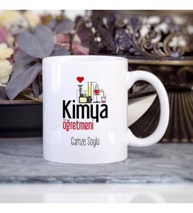 Kişiye Özel Kimya Öğretmeni Kupa Bardak HB81A (Beyaz - Beyaz)