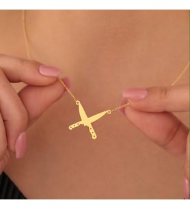 Kişiye Özel 925 Ayar Gümüş Tasarım Bıçak Model Kolye (Gold)