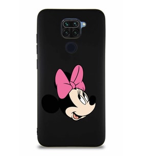 Xiaomi Redmi Note 9 Soft Premier Kapak Minnie Mouse-A Tasarımlı Silikon Kılıf - Siyah (Şeffaf)
