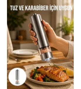 Tek Elle Kullanılan Otomatik Baharat Değirmeni Işıklı Sistem Yeni Nesil