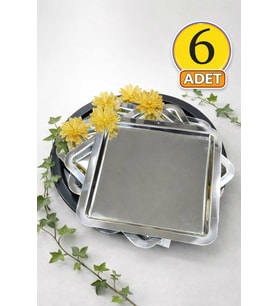 Jasper Gold Papatya Detaylı Gümüş Paslanmaz Çelik Sunum Tepsisi Çiçek Aksesuarlı 21 Cm