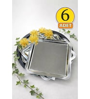 Jasper Gold Papatya Detaylı Gümüş Paslanmaz Çelik Sunum Tepsisi Çiçek Aksesuarlı 21 Cm