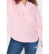 Büyük Beden Tarz Oversize Kapüşonlu Düşük Kol Regular Kalın Polar Örme Sweatshirt