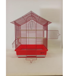 Dayang İki Kapılı Çatılı Kuş Kafesi 35x28x46 Kırmızı
