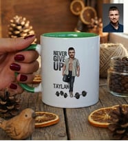 Kişiye Özel Karikatürlü Never Give Up Motivasyon Kupa Bardak Doğum Günü Hediyesi