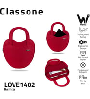 Classone LOVE1402 13-14 Inch WTXPro Su Geçirmez Kumaş, Macbook,Mac Air Laptop El ve Omuz Çantası - Kırmızı