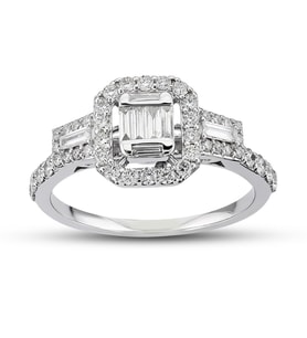 0.63 Ct Baget Pırlanta Yüzük B12 (Çok Renkli)
