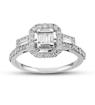 0.63 Ct Baget Pırlanta Yüzük B12 (Çok Renkli)