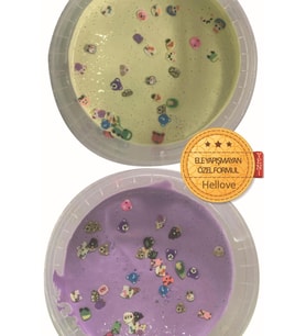 Slime Ele Yapışmayan Hayvan Figürlü Mor Sarı Renk Slaym 2 Kutu Kaliteli (Mor-Sarı)