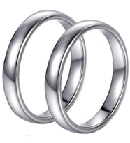 4 mm Bombeli Çelik Çift Alyans Yüzük Söz Nişan Yüzükleri cl14 (Metal)