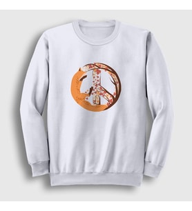 Presmono Unisex Beyaz Peace Fox Tilki Sweatshirt 368108tt