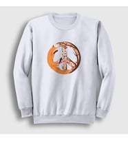 Presmono Unisex Beyaz Peace Fox Tilki Sweatshirt 368108tt