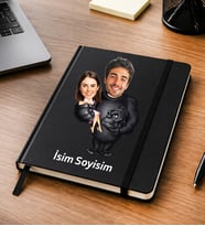 Kişiye Özel Sevgili Karikatürlü Defter – Fotoğraflı Çift Tasarım, İsimli Romantik Hediye