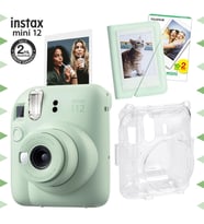 Instax mini 12 Yeşil Fotoğraf Makinesi-20'li Film-Mini Albüm ve Şeffaf Kılıf Seti