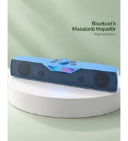 Rgb Işıklı Bluetooth 5.4 Masaüstü Soundbar Hoparlör Usb Ve Tf Kart Destekli Mavi