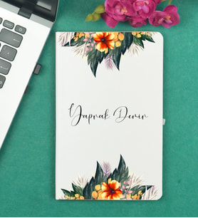 Kişiye Özel Hediye Çiçek Tasarımlı Beyaz Defter
