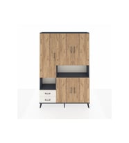 Arges Dolap 10 Raflı 2 Çekmeceli 5 Kapaklı 132x30x195 Antrasit-Çam/Aytaşı