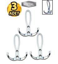 Metal Okyanus Krom Portmanto Askısı Duvar Tipi – 3’lü
