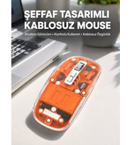 Mouse Fare Kablosuz Mouse Fare Şarjlı Bluetooth Sessiz 5 Tuşlu Şeffaf