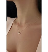 14 Ayar Altın Taşlı Kanat Detaylı Yusufçuk Kolye (Rose)