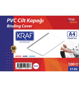 Kraf Cilt Kapağı A4 160 MİC. 100 LÜ Beyaz 512G