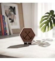 Çapraz Çapa Motifli Denizci Temalı Masaüstü Süsü Ev ve Ofis Dekorasyonuna Huzur Katan Modern Bir Tasarım 10x10 cm, Açık Kahve