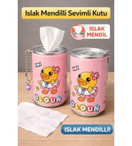 Sevimli Tasarımlı Islak Mendil Kutusu 2'li – Metal Kapaklı Mendil Kabı