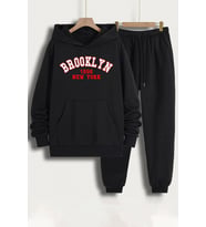 Unisex Brooklyn  Baskılı Eşofman Takımı (Siyah)