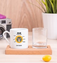 Kişiye Özel Aslan Burcuna Hediye Ahşap Sunumlu Kahve Fincanı