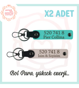 Pudra- Turkuaz, İsme Özel 2'li Anahtarlık, Bolluk Akışı, Hediyelik 520 741 8 Kod İle Manevi Huzur (Çok Renkli)