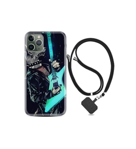 Apple Iphone 11 Pro Max Kılıf Silikon Desen Boyun Askılı Dog Guitar 1789