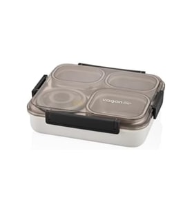 1200ml Lunchbox Tek Katlı 4 Bölmeli Kaseli Çelik Sefer Tası Yemek Kutusu Si