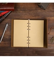 Kutulu Deri Defter ve Metal Roller Kalem Seti - Yaprak Desenli - Baskıya Uygun