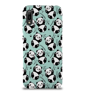 Huawei Y6 2019 Uyumlu Lansman Kılıf Panda Tasarımlı İçi Kadife Kapak-Turkuaz (Şeffaf)