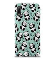 Huawei Y6 2019 Uyumlu Lansman Kılıf Panda Tasarımlı İçi Kadife Kapak-Turkuaz (Şeffaf)