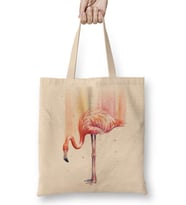 Flamingo Pembe Yağmur Bez Çanta Uzun Saplı