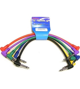 Kırlın I6-243-0,15M-6PACK Pedal Ara Kablosu (6'lı Set)  6 Farklı Renk ile Pedalboard Düzeni L Tipi Kısa Jaklar ve Net Sinyal Geçişi
