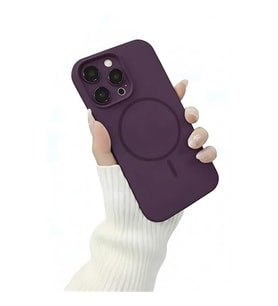 Coverzone ?phone 15 Pro ile Uyumlu Kadife ?� Y�zeyli Premium Silikon K?l?f MagSafe ile Uyumlu Kablosuz ?arj Destekli Darbe Emici Yumu?ak Dokulu Koruma Tasar?ml? Telefon K?l?f? Derin Mor