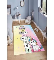 Dijital Baskılı Kaymaz Taban Yıkanabilir Kolay Temizlenir Modern Çocuk Odası Halısı NDÇ-SD-737 (Çok Renkli)