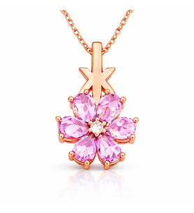 Gümüş Rose Pembe Sevgi Çiçeği Kadın Kolye