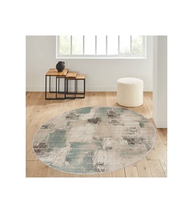 Eliana Home Baskılı, Yıkanabilir Kaymaz Taban Yuvarlak Halı LNA7105 120x120 cm (Yeşil)