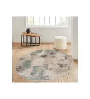 Eliana Home Baskılı, Yıkanabilir Kaymaz Taban Yuvarlak Halı LNA7105 120x120 cm (Yeşil)
