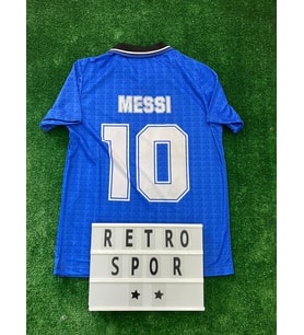 1994 Dünya Kupası Nostalji Lionel Messi Yakalı Kısa Kol Forma / Retro Messi Forma