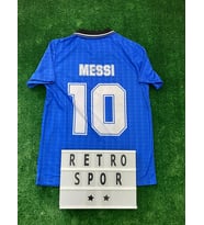 1994 Dünya Kupası Nostalji Lionel Messi Yakalı Kısa Kol Forma / Retro Messi Forma