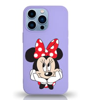 Apple iPhone 13 Pro  Lansman Kılıf Minnie Mouse Tasarımlı Altı Kapalı İçi Kadife Kaplı  Kapak (Şeffaf)